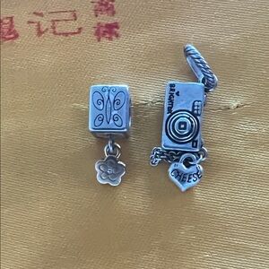 Brighton Silver Camera and Flower Charms